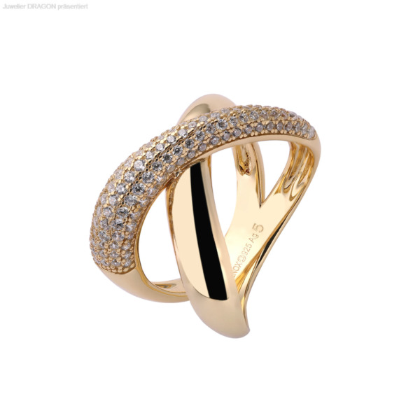 XENOX XS2129G Ring 925/- vergoldet Zirkonia DAMEN